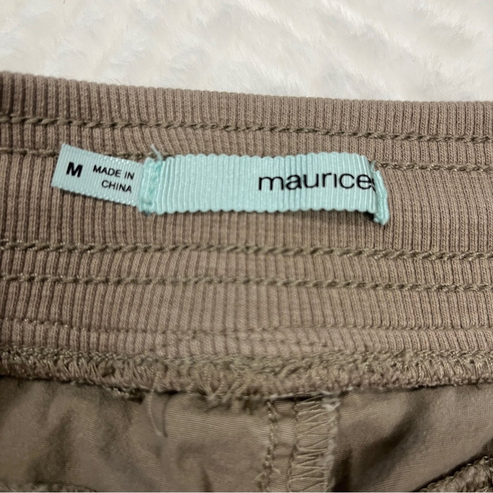 Maurice Tan Capri Cropped Pants Elastic Ribbed Waistband Size medium cotton - Picture 3 of 10
